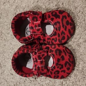 Freshly picked leather baby moccasin.